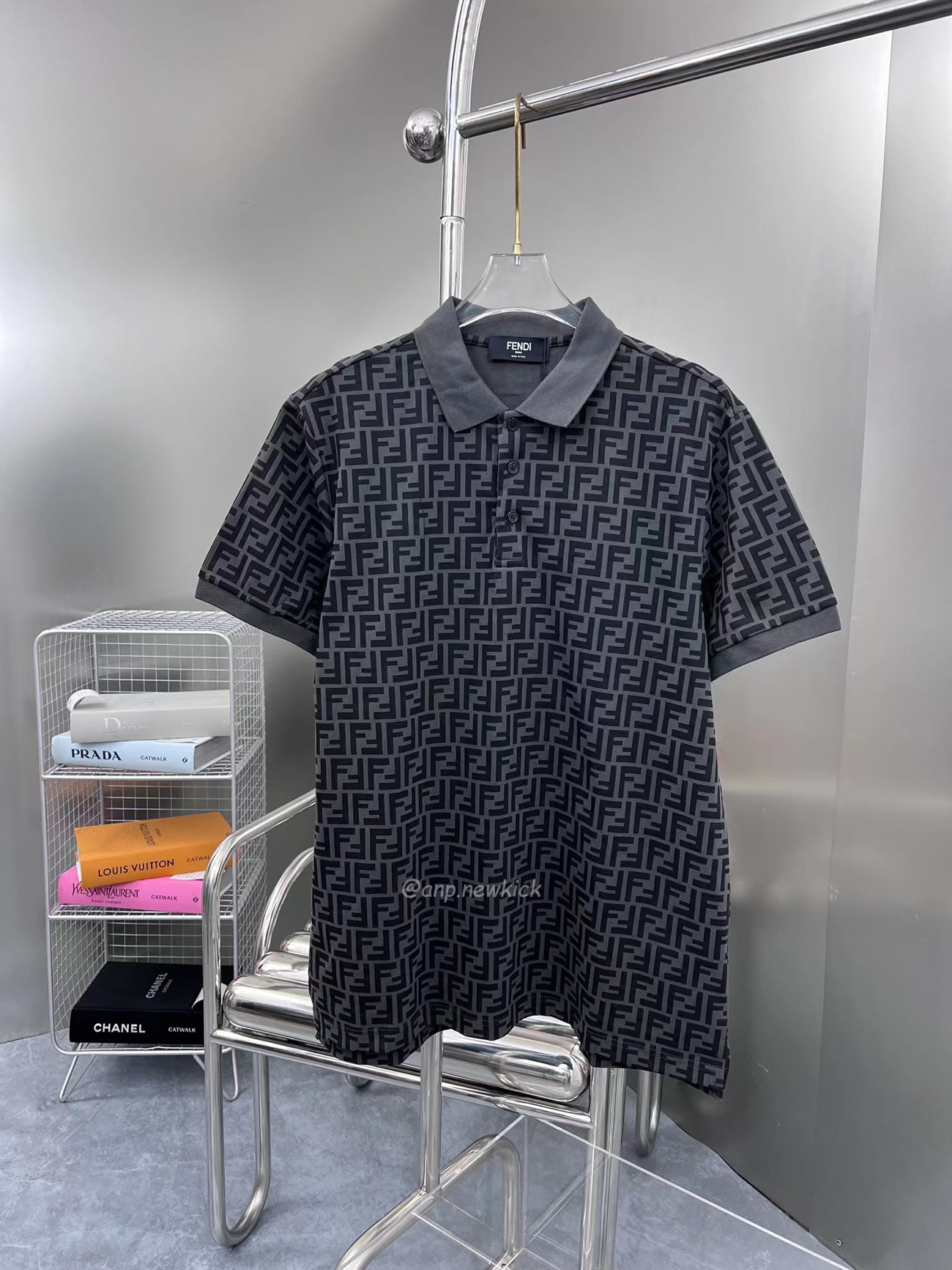 Fendi Ff Black Polo T Shirt (5) - newkick.vip